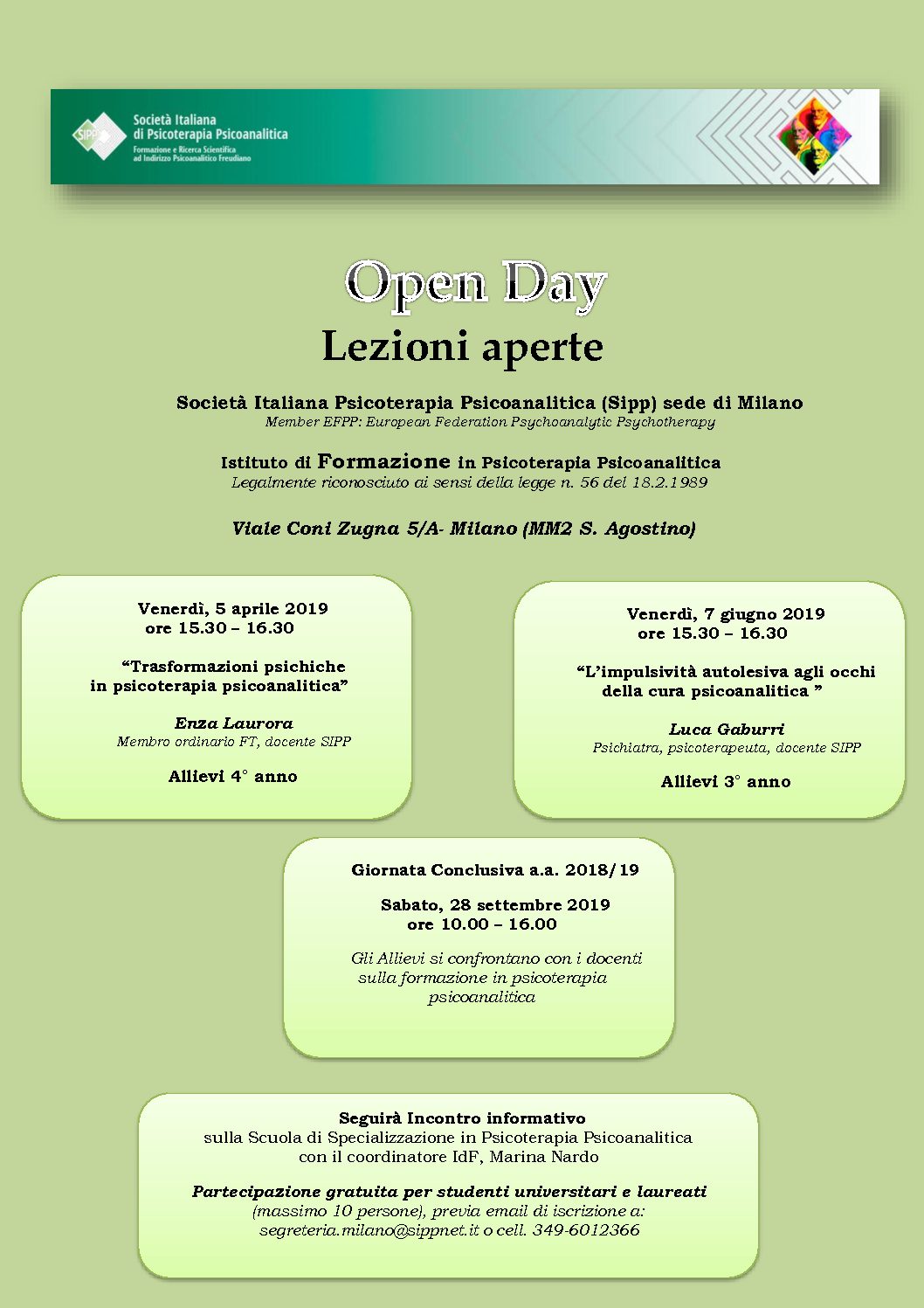 S.I.P.P. – Lezioni aperte “Trasformazioni psichiche in psicoterapia psicoanalitica”