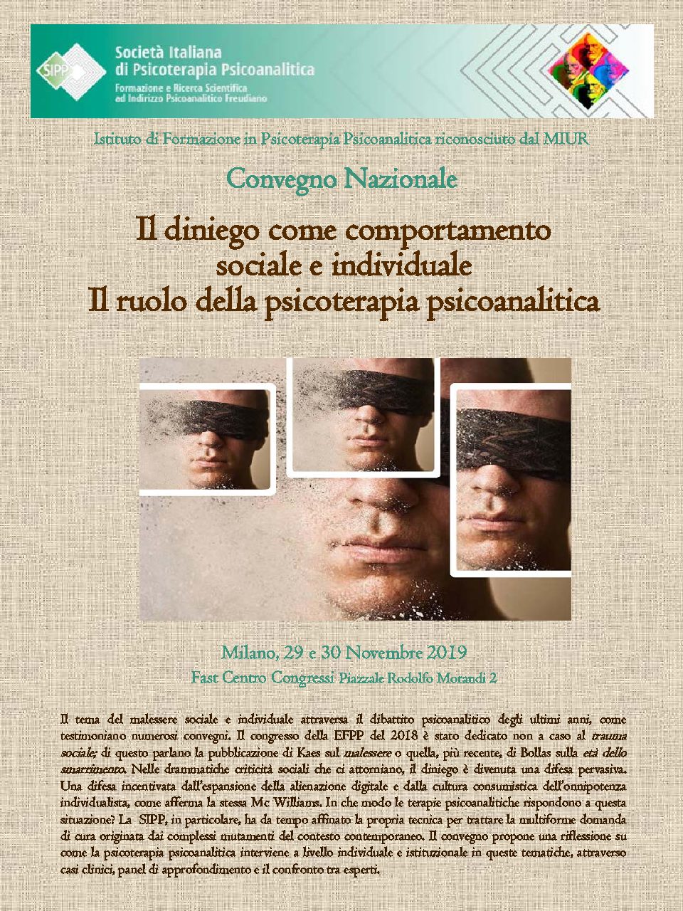 S.I.P.P. – Convegno “Il diniego come comportamento sociale e individuale. Il ruolo della psicoterapia psicoanalitica”